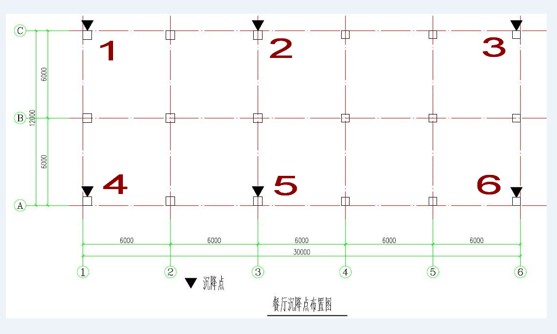 餐廳沉降觀測點(diǎn)布設(shè)圖